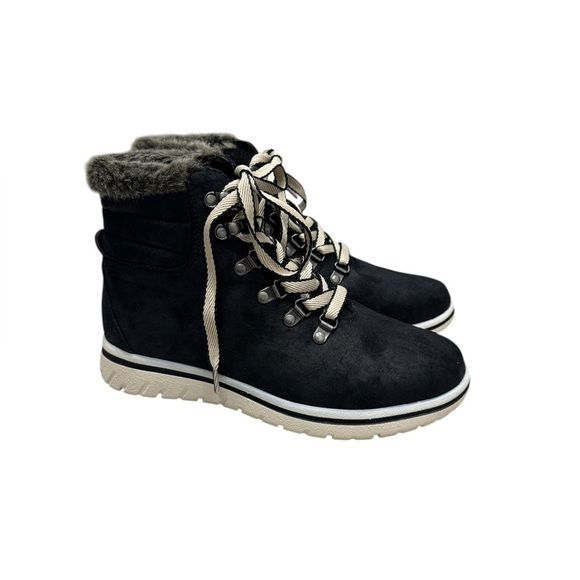 Women’s Cliffs By White Mountain Hallett Faux Fur Trim  Lace Up Boots- Size 8.5 - Picture 3 of 10